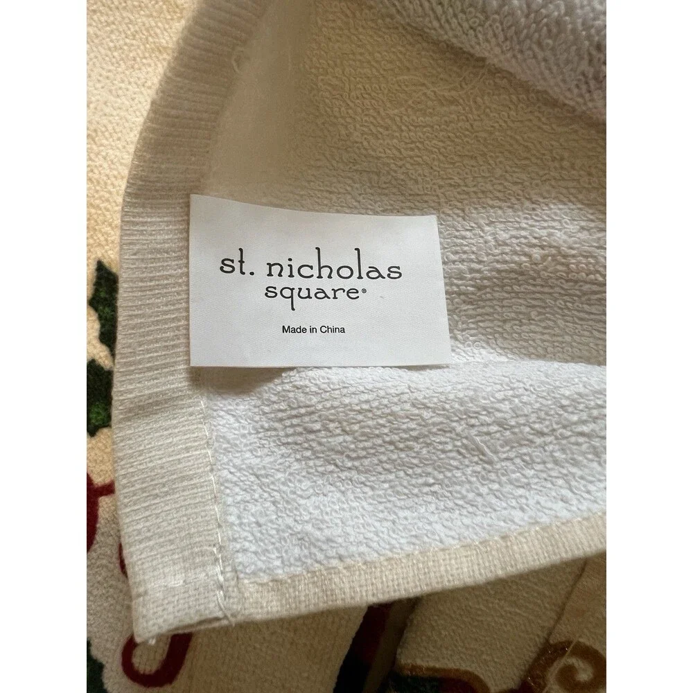 St. Nicholas Square Joy & Noel Holiday Hand Towels Set of 2 Embroidered Plaid
